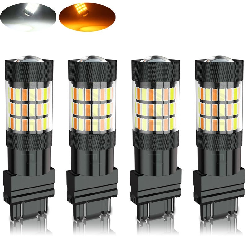 AZQOP 3157 Switchback LED Turn Signal Bulbs for Chevy Silverado/GMC Sierra 1500 2500 2001-2013, 3057 4057 Parking Lights, 300% Brightness, Dual Color 6000K White/3000K Amber, Plug and Play, Waterproof, 4PCS - Image 1