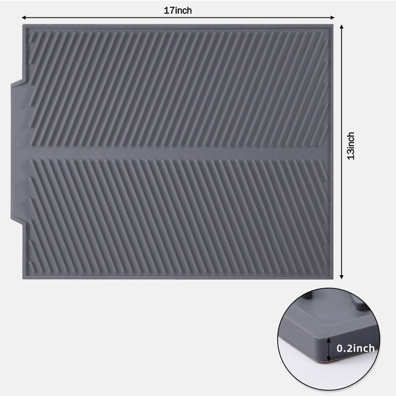 Maosgo Dish Drying Mat For Kitchen Counter  Silicone Large Dish Drying Pad  Easy Clean Non-Slipping Heat Resistant Dish Rack Mat  Foldable Dish Drain Mat Sink Mat  Gray - Image 2