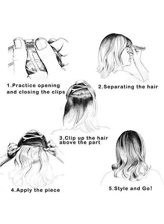 iLUU 24" 120g Long Natural Wave Full Head 5 Clips Hair Extension 1B# Natural Black Color Long Curly Hairpieces Heat-resistant Fiber Clip on in Synthetic Hair Extensions - Image 3