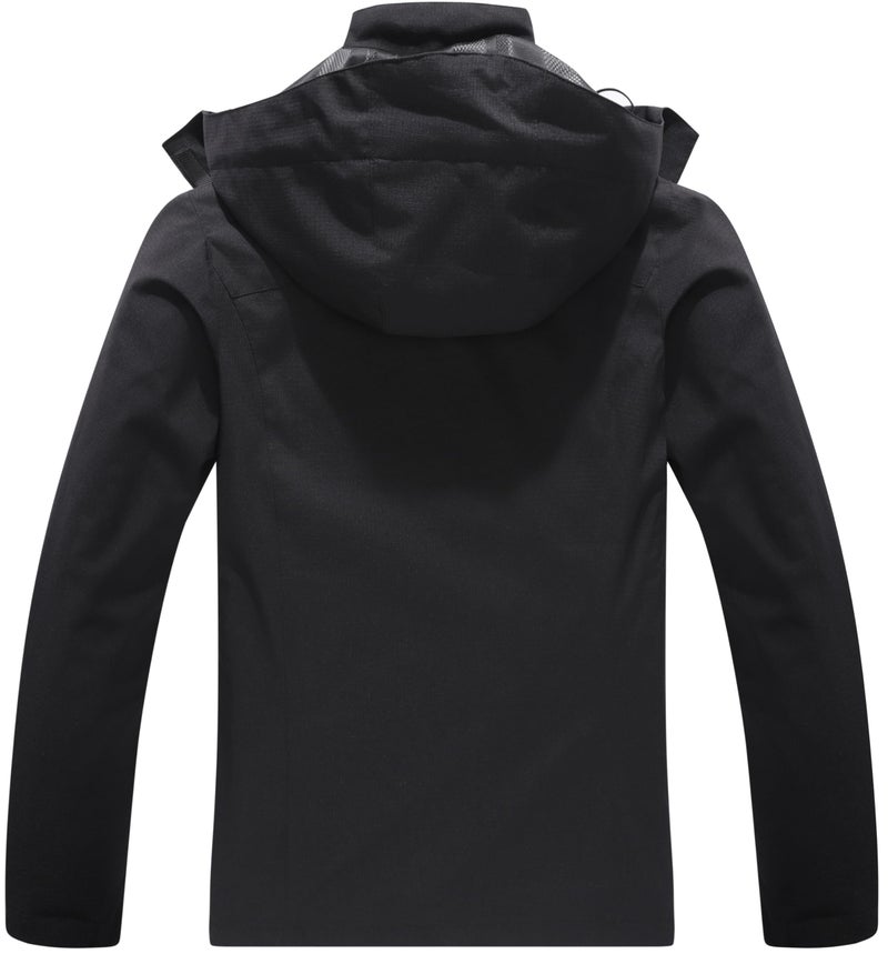 DECKTIN Women's Waterproof Raincoat Lightweight Rain Jacket Detachable Hood Travel Outdoor Black L - Image 3