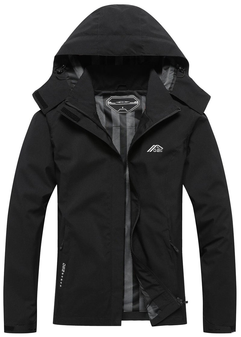 DECKTIN Women's Waterproof Raincoat Lightweight Rain Jacket Detachable Hood Travel Outdoor Black L - Image 1