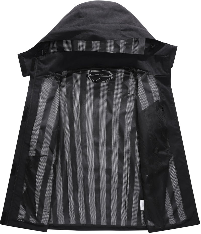 DECKTIN Women's Waterproof Raincoat Lightweight Rain Jacket Detachable Hood Travel Outdoor Black L - Image 4