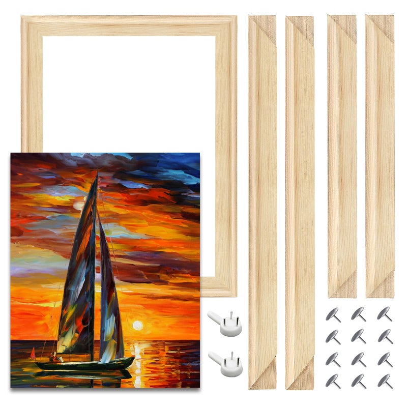 EVNEED DIY Canvas Stretcher Bars 16x20 Inch Canvas Frame  Easy to Assemble Gallery Wrap Oil Frame Kits Canvas Wood Stretcher Bars for Oil Paintings Prints Paint