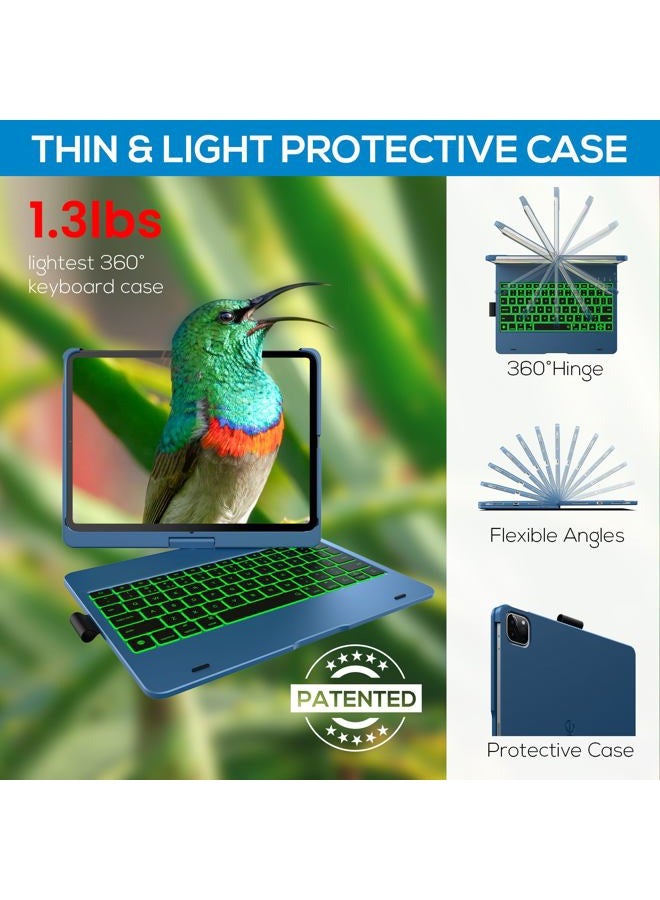 typecase Touch Keyboard Case for iPad Air 11"(M4/M3/M2, 2026/2025/2024) & Pro 11“, Air 5&4 - Multi-Touch Trackpad, 360° Rotatable, 11 Color Backlight, Thin & Light, Pacific Blue - Image 5