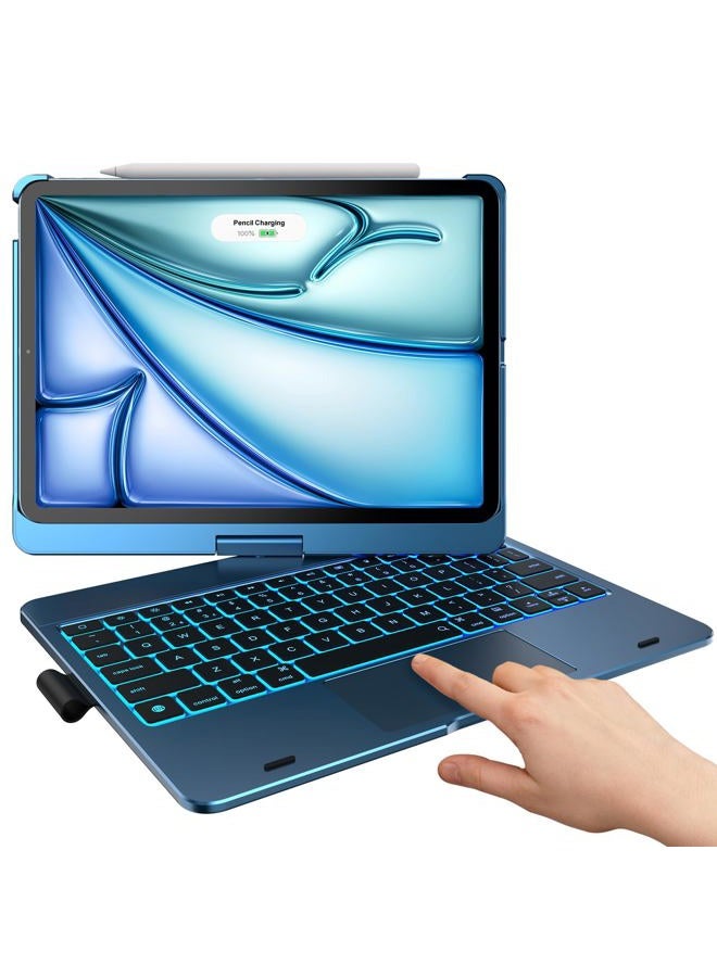 typecase Touch Keyboard Case for iPad Air 11"(M4/M3/M2, 2026/2025/2024) & Pro 11“, Air 5&4 - Multi-Touch Trackpad, 360° Rotatable, 11 Color Backlight, Thin & Light, Pacific Blue - Image 1