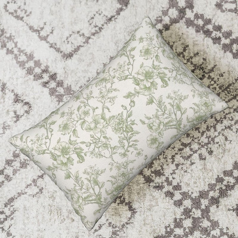 GOLIANDA Sage Green Pillow Covers 12x20 Set of 2 Light Green Floral Chinoiserie Throw Pillows Rustic Toile Flower Decorative Pillow Cases Outdoor Chinoiserie Decor Lumbar Cushion Case for Couch Sofa - Image 5