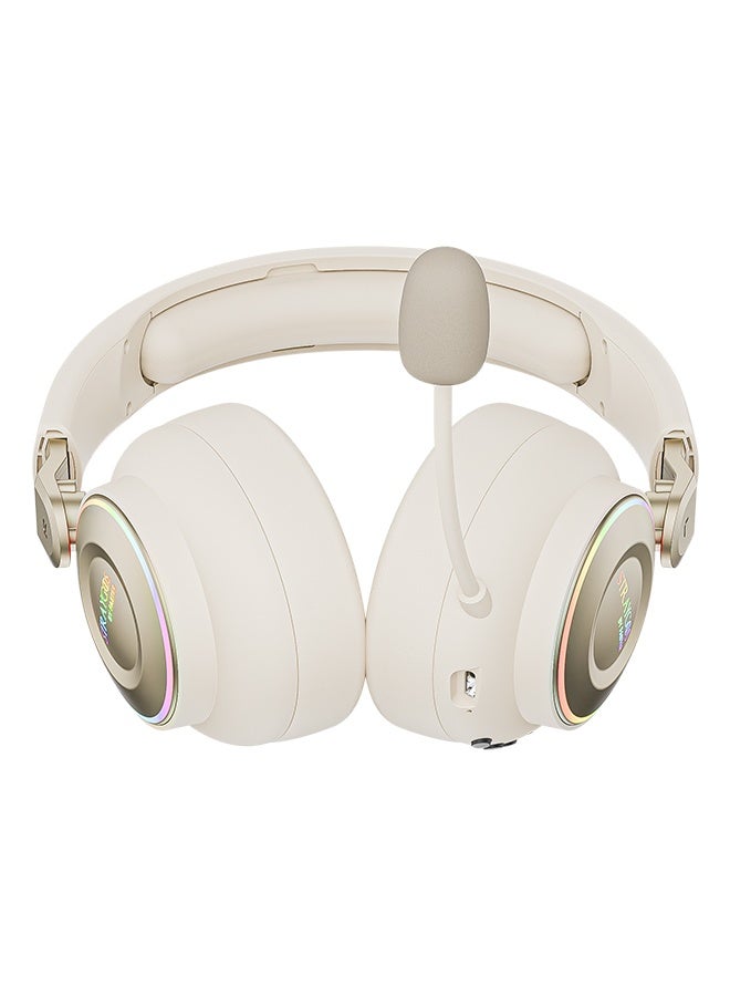 Faster BG600 STRAYGOS Wireless Gaming Headset – Tri-Mode 2.4GHz + Bluetooth + Wired, Ultra Low Latency, 50mm Drivers, ENC Noise-Canceling Mic, RGB Light FX, 10H Playtime, Over-Ear Gaming Headphones for PS5/PS4/PC/Mac/Xbox/Switch, Beige - Image 1