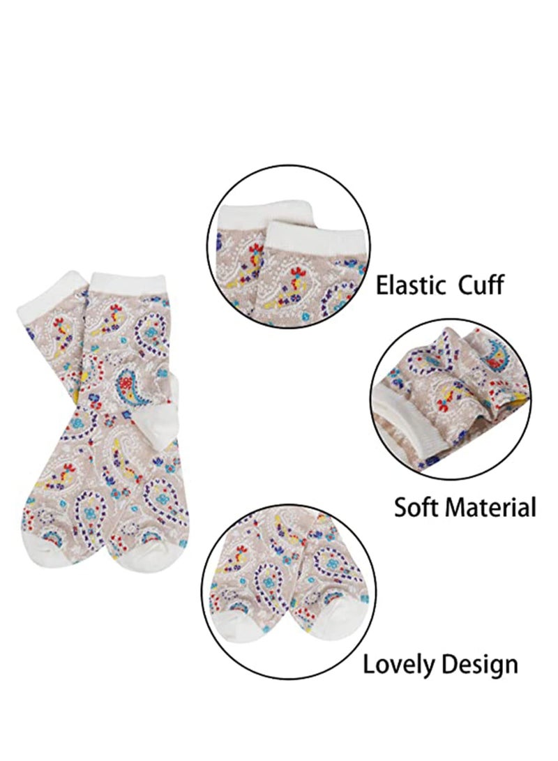 SOLARAE Women's Funny Socks Vintage Cotton Crew Patterned Socks Novelty Fun Socks for Women Wool Socks Thick Knit Vintage Winter Warm Cozy Crew Socks Gifts 6 Pairs - Image 3