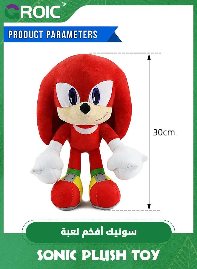 GROIC Red Sonic Knuckles Plush Toy - 12'' Super Soft Doll Animal Stuffed, Animal Soft Stuffed Sonic Stuffed, Perfect for Sonic Fans, Soft Hugging Gifts for Kids - Image 2