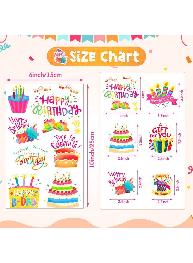 Containlol 6 Sheets Happy Birthday Stickers For Kids Adults Colorful Adhesive Birthday Cake Scrapbook Stickers For Birthday Party Gift Wrap Home Classroom Decoration - Image 3