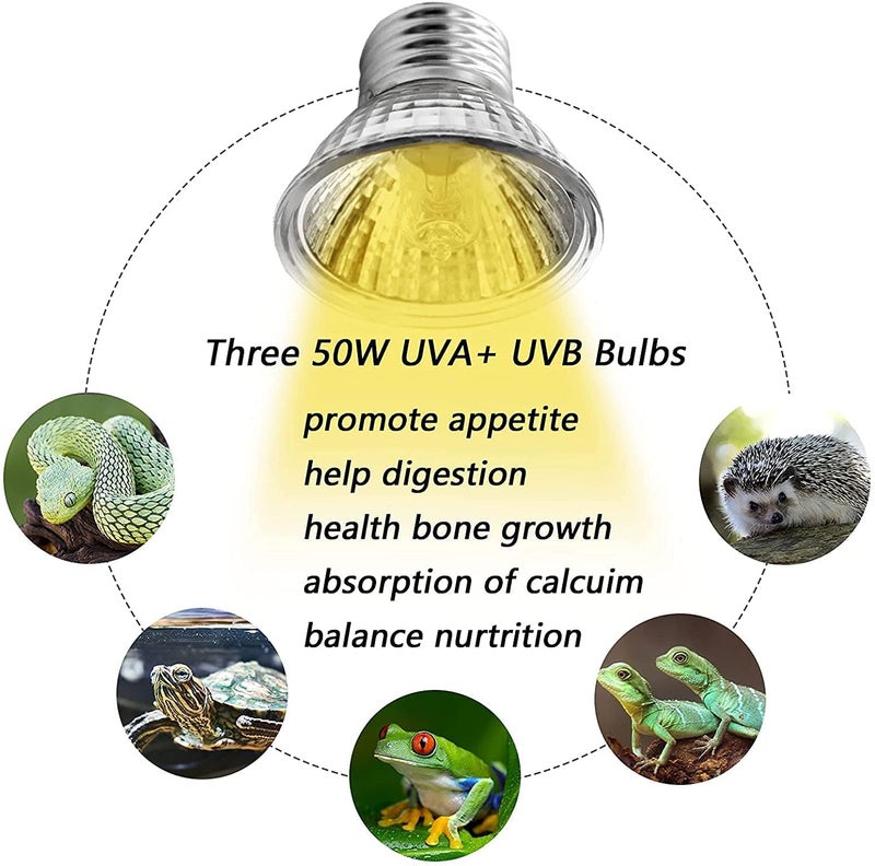VAYINATO ® 50W (Pack Of 2) Reptile Turtle Heat Lamp Lights, UVA UVB Aquarium Bulbs by Petzlifeworld - Image 2
