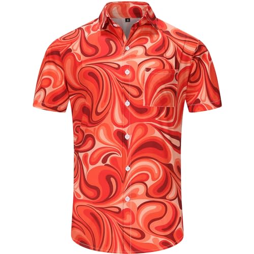 KYKU Men's Summer Shirts Button Up Hawaiian Shirt, Abstract Pattern, Small - Image 3