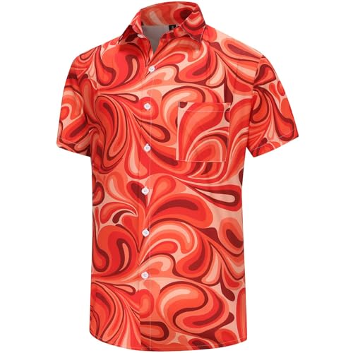 KYKU Men's Summer Shirts Button Up Hawaiian Shirt, Abstract Pattern, Small - Image 2