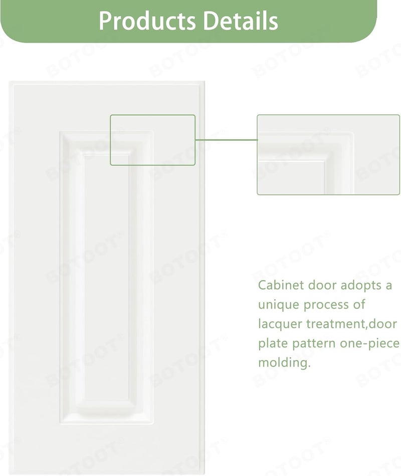 BOTOOT Built-in Cabinet Doors - Cabinet Replacement Doors for Kitchen, Living Room, Bedroom, Bathroom - 24 Inch High (White, 12 Inch Wide) - Image 1