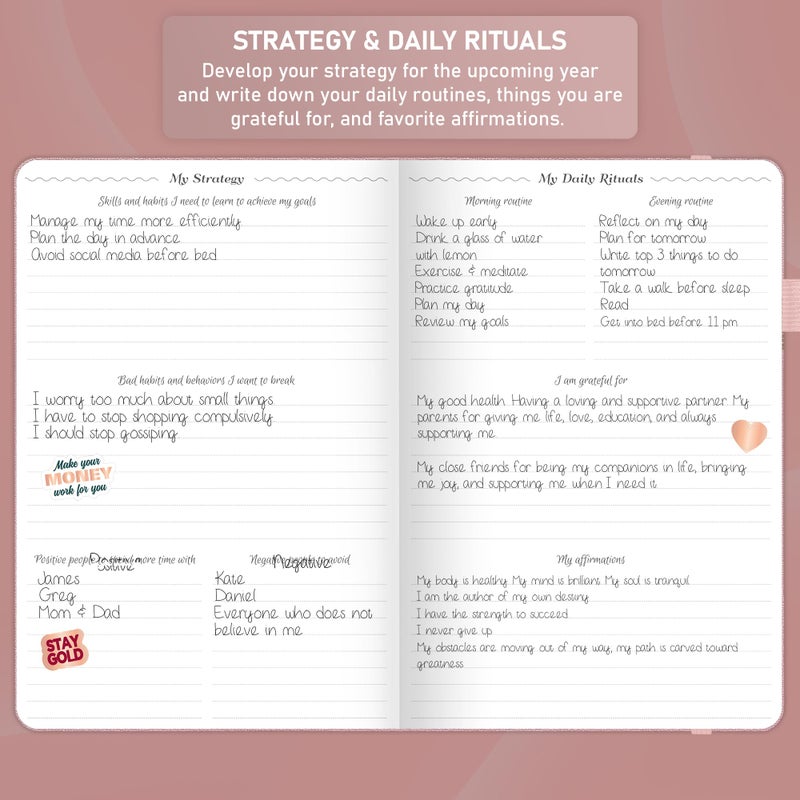 GoGirl Weekly Schedule Planner â€“ Hourly Work & Life Planner with Time Slots â€“ Vertical Agenda Organizer for Daily Productivity, A5 (Rose Gold) - Image 5