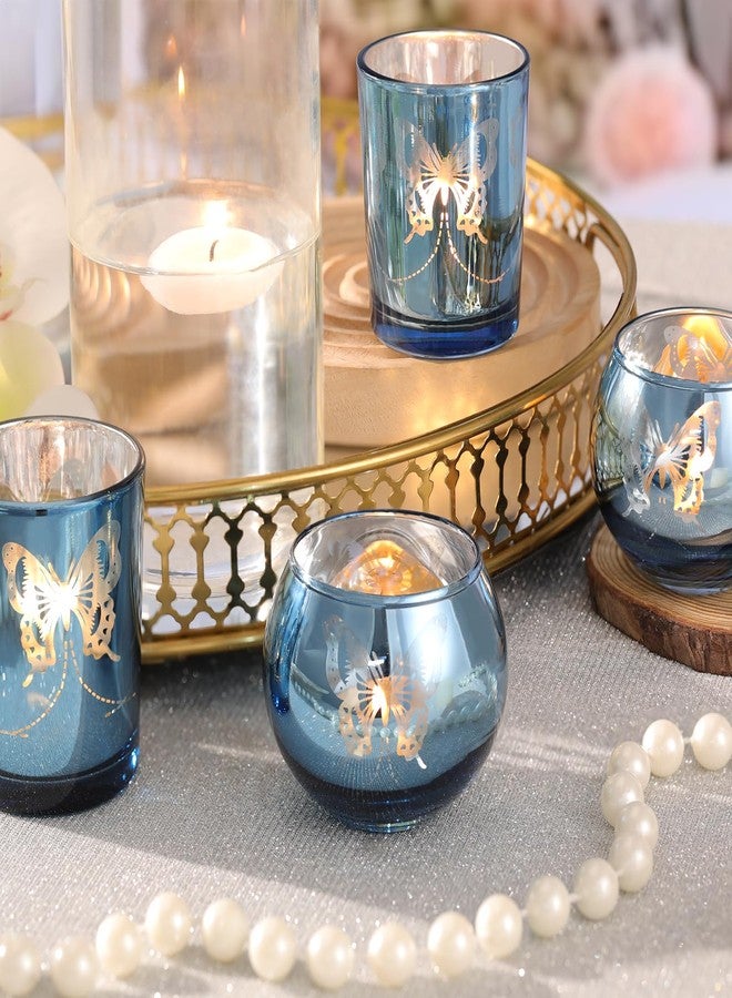 Lanttu Blue 12 PCS Combination Tea Lights Candle Holder Decorative with Butterfly Pattern, Votive Candle Holders for Wedding, Birthday, Anniversary, Parties, and Holiday Decorations - Image 3