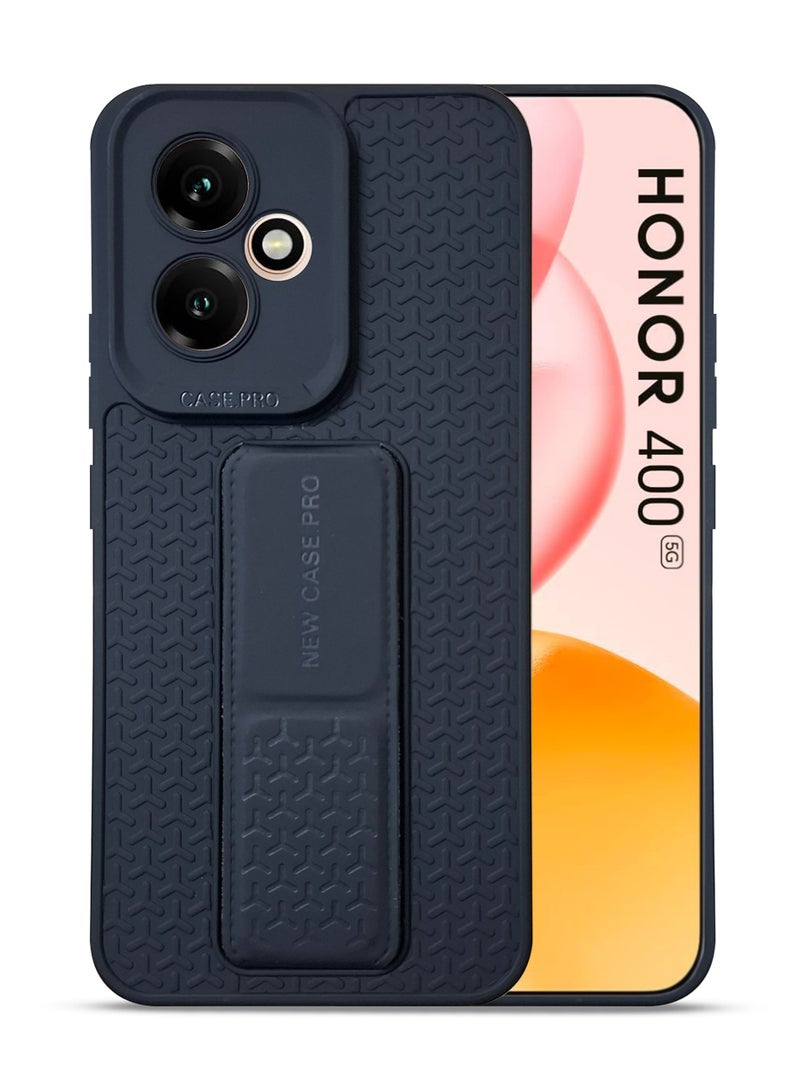 Honor 400 Hand Grip Case Cover - Magnetic Hand Grip Holder & Kickstand Case For Honor 400 - Strong Grip for Magnetic Car Holder, Stylish Silicone Case & Functional, Ultimate Convenience & Hands-Free Viewing - Black - Image 1