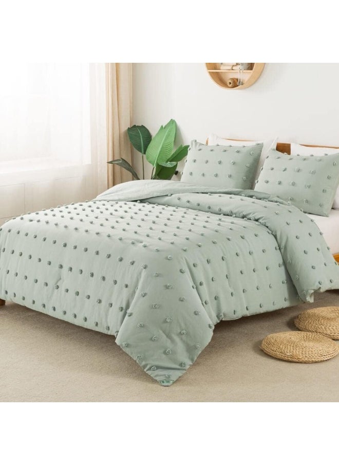 Generic Paxrac Tufted Sage Green Full Comforter Set (80x90 inches), 3 Pieces  - Image 1