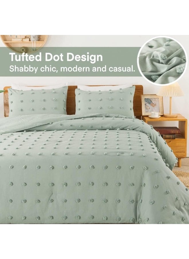 Generic Paxrac Tufted Sage Green Full Comforter Set (80x90 inches), 3 Pieces  - Image 4