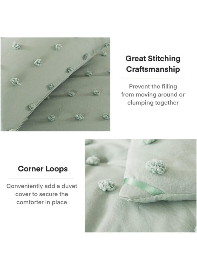 Generic Paxrac Tufted Sage Green Full Comforter Set (80x90 inches), 3 Pieces  - Image 5