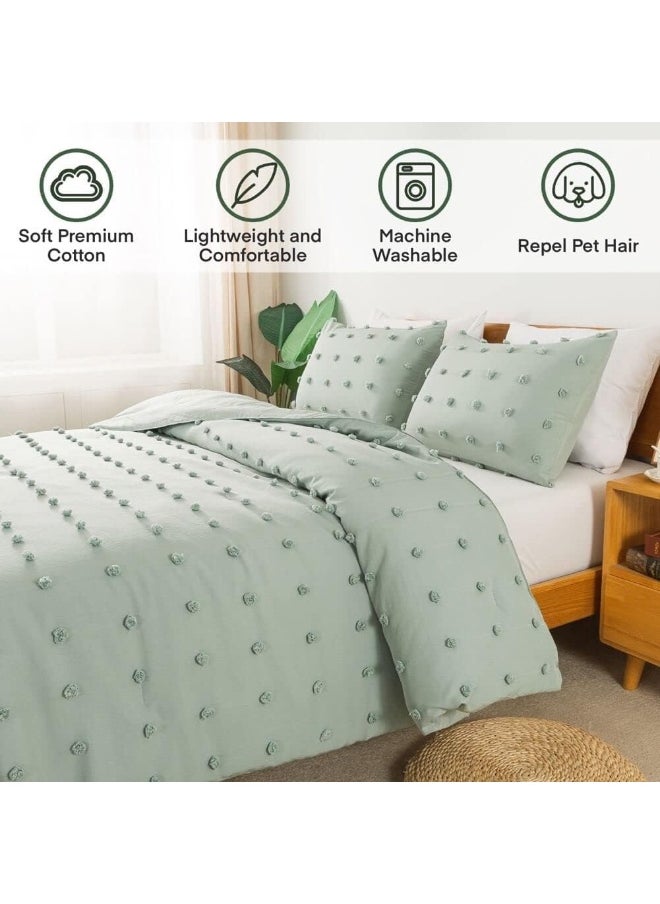 Generic Paxrac Tufted Sage Green Full Comforter Set (80x90 inches), 3 Pieces  - Image 2