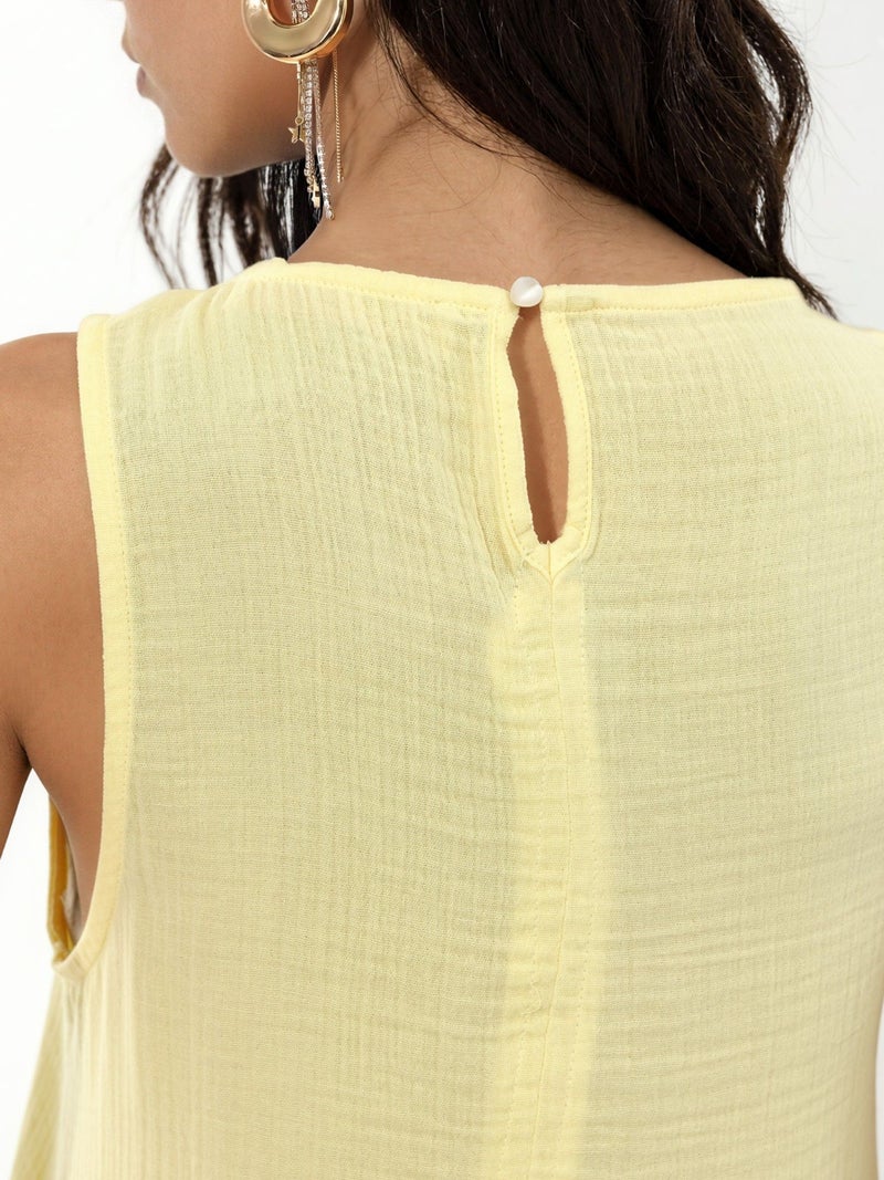 HICCUP Textured Cotton Midi Beach Dress with Slit - Image 5