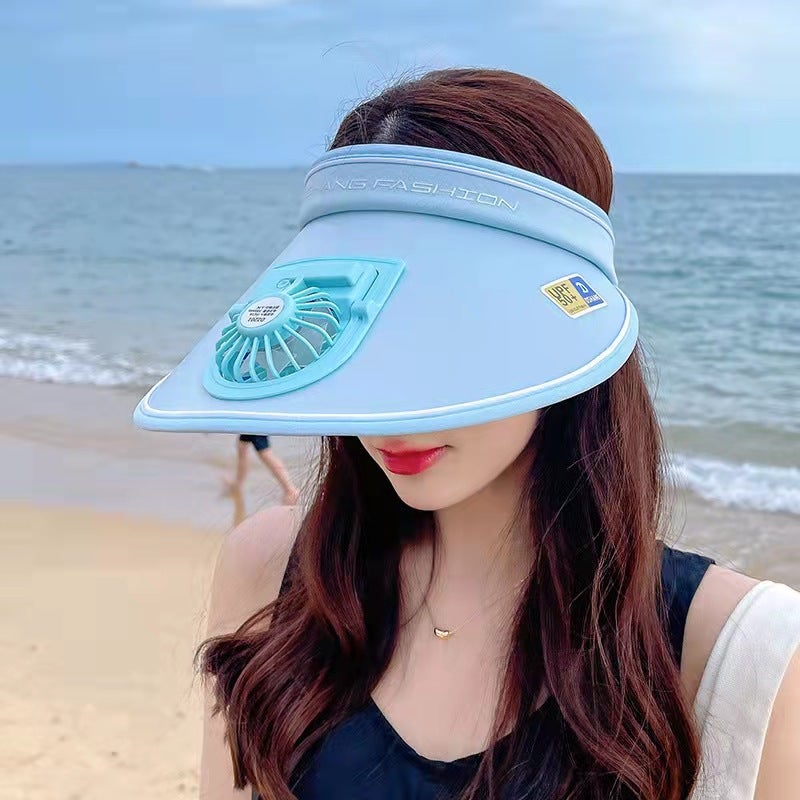 Sun Hat with Fan, UPF UV Protection, Summer Outdoor Sports USB Charging Visor Hat for Women - Image 4