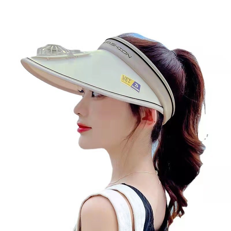 Sun Hat with Fan, UPF UV Protection, Summer Outdoor Sports USB Charging Visor Hat for Women - Image 5