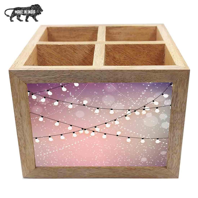 Nutcase Wooden Cutlery Stand Holder Silverware Caddy Spoons Forks Knives Organizer for Dining Table Kitchen Made in IndiaSpoons NOT Included Lightning - Image 5