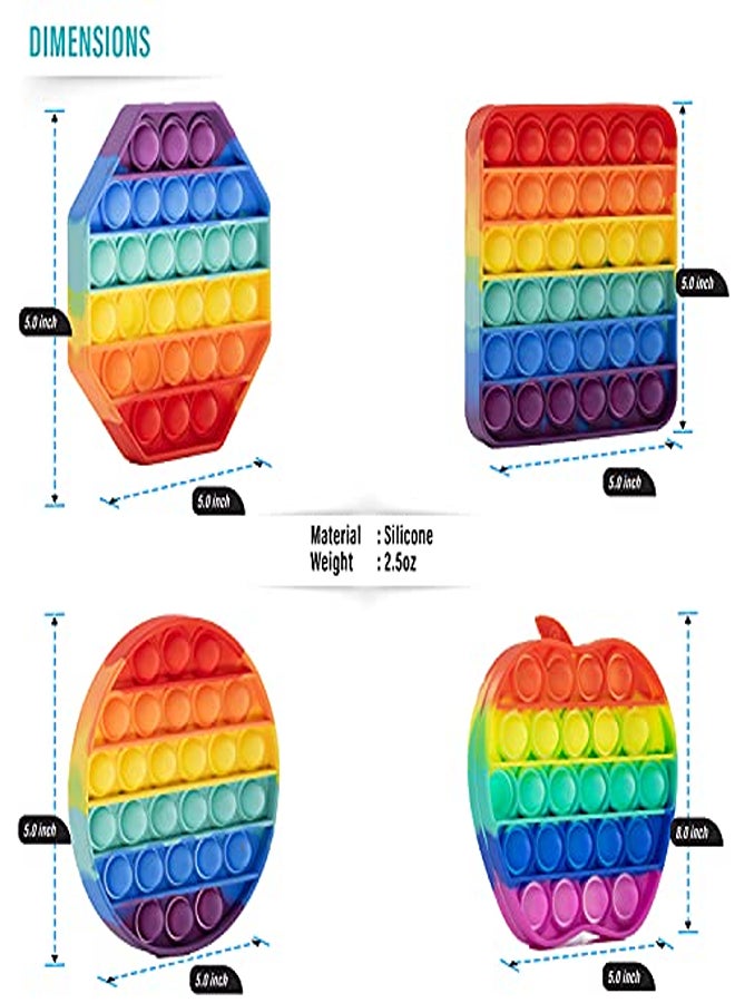 Push Pop Bubble Fidget Sensory Toy Set, Autism Special Needs Anxiety Stress Reliever, Silicone Pressure Relieving for Kids Children Adults (Multi Colors)  - Image 1