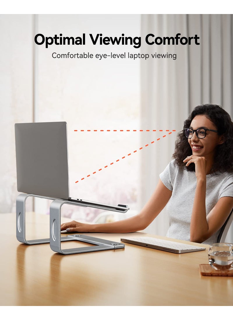 LORYERGO LORYERGO Laptop Stand for Desk, Laptop Riser Computer Stand for Laptop, Ergonomic Laptop Stand Desk Holder Elevator Compatible with Most 10 to 15.6 Inches Laptops, Silver  - Image 2