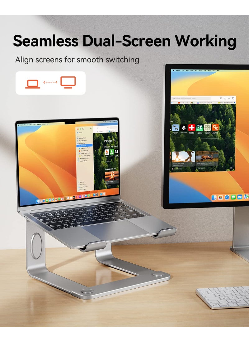 LORYERGO LORYERGO Laptop Stand for Desk, Laptop Riser Computer Stand for Laptop, Ergonomic Laptop Stand Desk Holder Elevator Compatible with Most 10 to 15.6 Inches Laptops, Silver  - Image 4