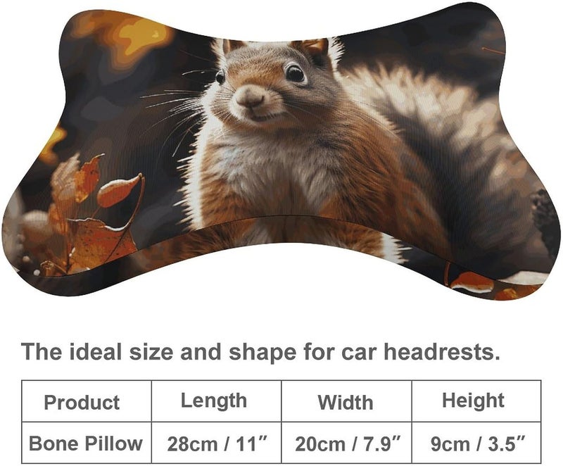 Squirrel in The Woods Car Neck Pillow Set of 2 Ultra Comfortable Car Headrest Pillow for Driving Soft Car Neck Support Pillow, Memory Foam and Breathable Removable Cover - Image 2