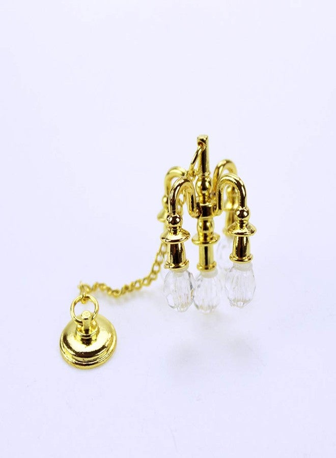 SXFSE Dollhouse Decoration Accessories, 1:12 Dollhouse Miniature Scene Model Chandelier (Gold, 55 x 20 mm) - Image 1