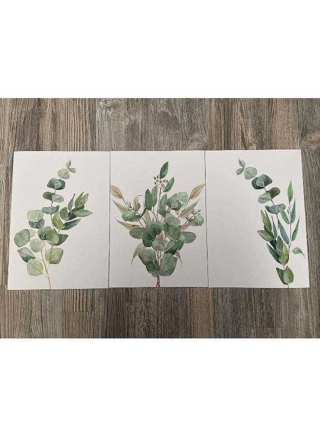 Eviepops Prints Eucalyptus Botanical Wall Art Set of 3 Unframed Abstract Tropical Plant Decor - Image 2