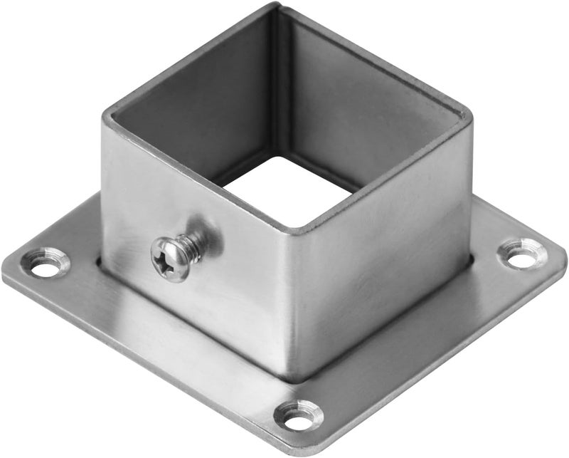 eoere 10 PCS 1-1/2" Square Newel Post Flange Base, Stainless Steel Deck Rail Systems for 1.5" x 1.5" Post Fittings, Floor Fence or Deck Mount - Image 1