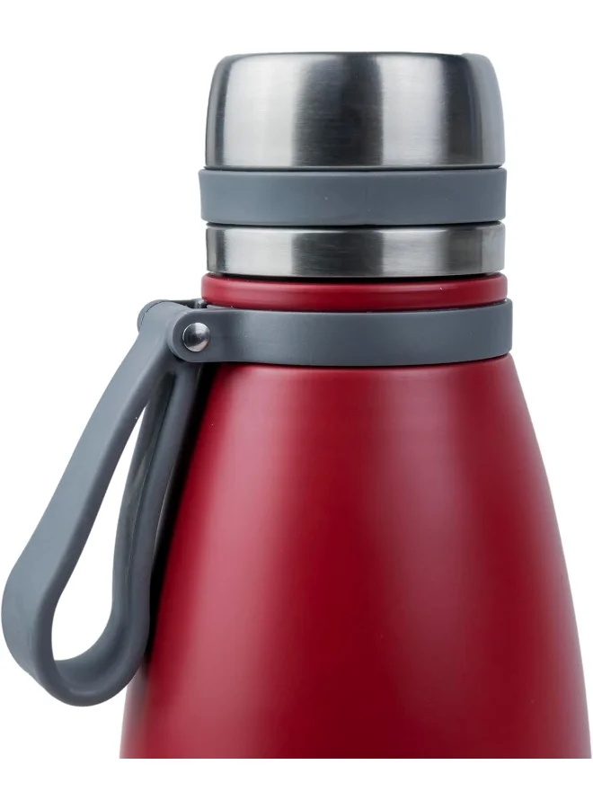 Nessan Elsa 1103Ml Stainless Steel Vacuum Bottle - Double Wall Insulation For Hot And Cold Beverages - Comfortable To Hold - Easy To Carry - Indoor And Outdoor Use - Red