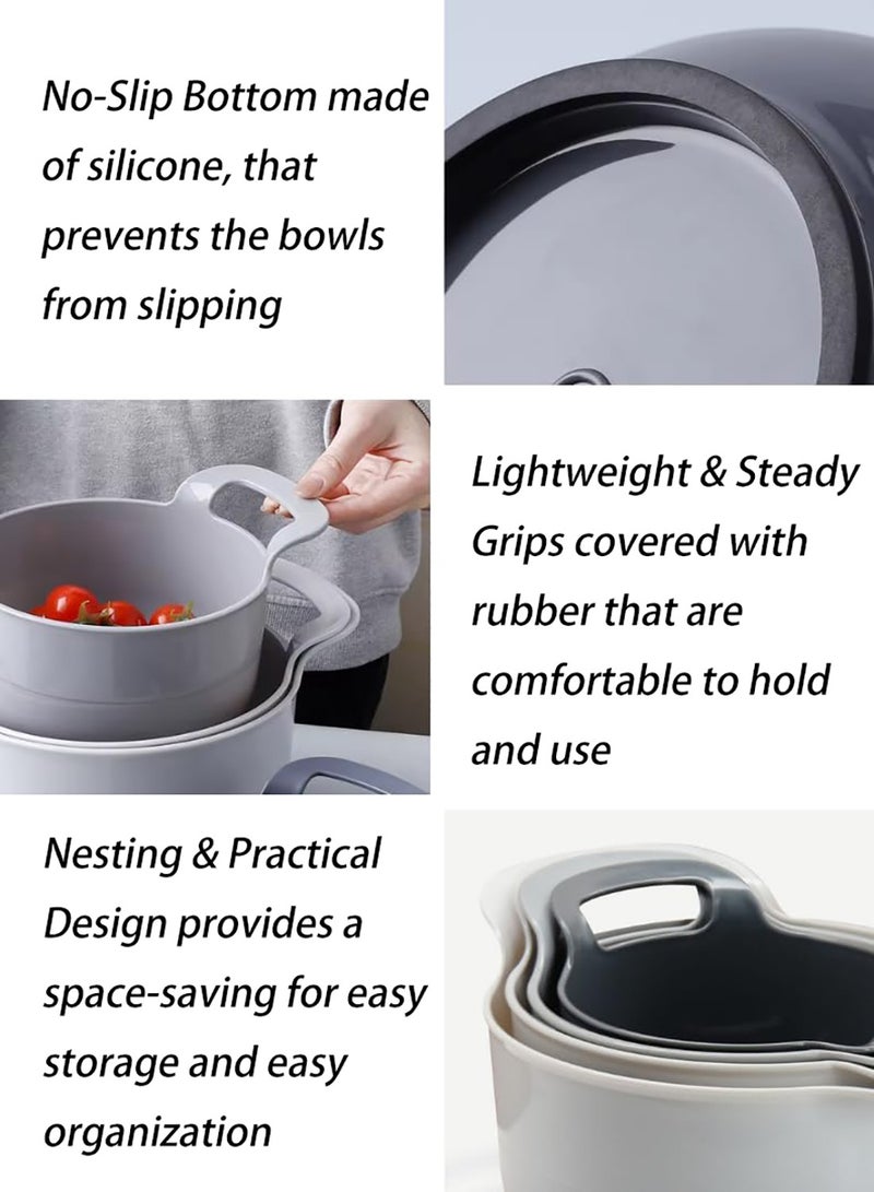 NUACOS Nesting Plastic Mixing Bowl Set, 4 Piece Mixing Bowl Set with Pour Spouts for Prepping, Mixing, Baking, Cooking - Image 4