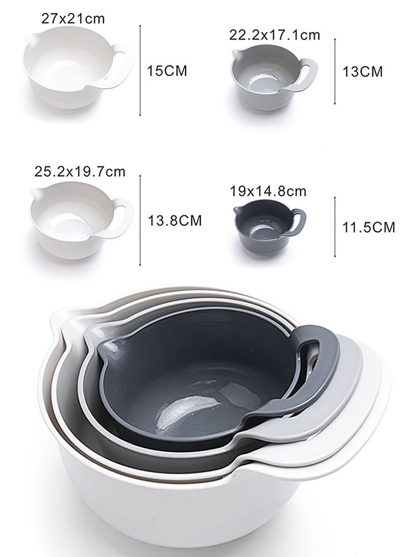 NUACOS Nesting Plastic Mixing Bowl Set, 4 Piece Mixing Bowl Set with Pour Spouts for Prepping, Mixing, Baking, Cooking - Image 5