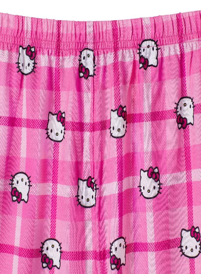Hello Kitty Hello Kitty Girl's Pyjamas Sleep Shirt Sets 4 Piece Sleepwear Pants, Pink, 3  - Image 2