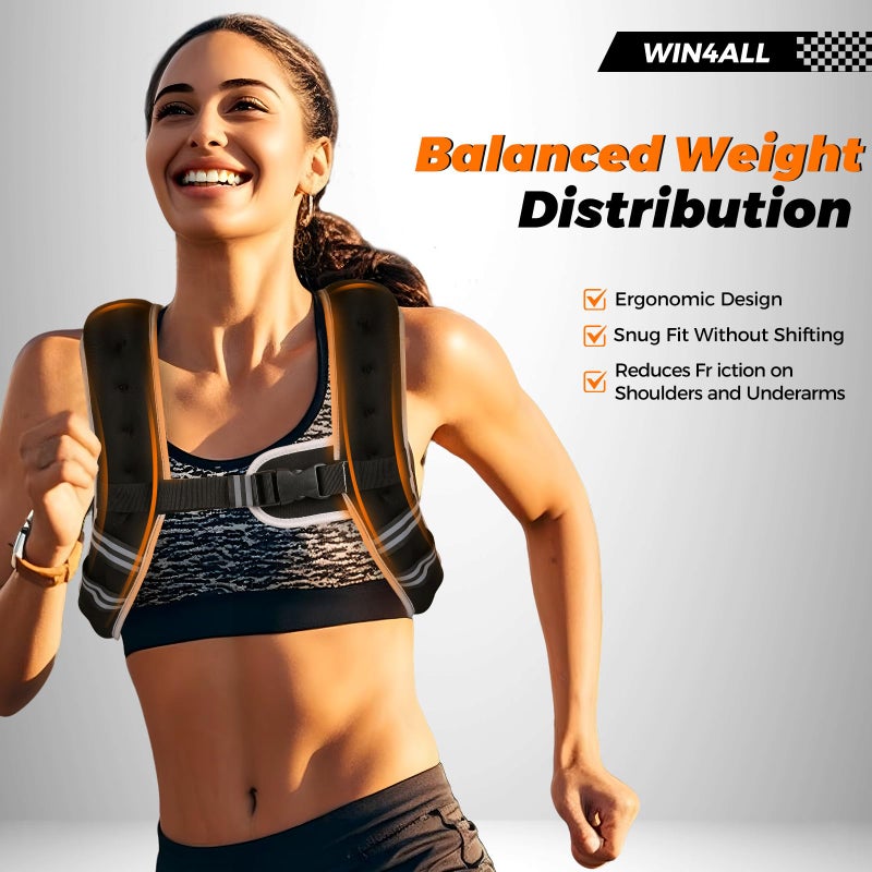 WIN4ALL Weighted Vest Men Women, 6lb/8lb/12lb/16lb/20lb Weighted Vest, Adjustable Women Weight Vest for Walking, Strength Training, Running, Fitness, Muscle Building, 12Lbs, Black - Image 4
