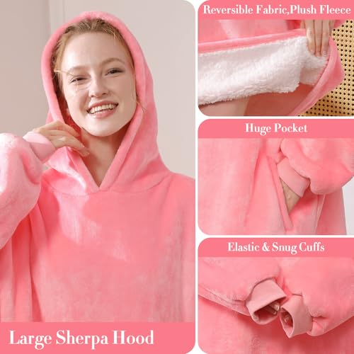 LetsFunny Blanket Hoodie,Oversized Wearable Sherpa Fleece Blanket Sweatshirt,Super Soft Warm Cozy with Giant Pocket,Gifts for Women Men Adults Teenagers Kids, One Size Fits All - Image 4