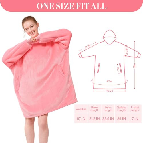 LetsFunny Blanket Hoodie,Oversized Wearable Sherpa Fleece Blanket Sweatshirt,Super Soft Warm Cozy with Giant Pocket,Gifts for Women Men Adults Teenagers Kids, One Size Fits All - Image 3