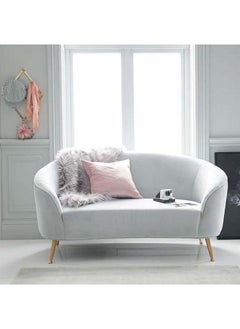 Al Home Compact Grey Velvet 2-Seater Sofa Swedish Wood By Alhome 160x85 cm 