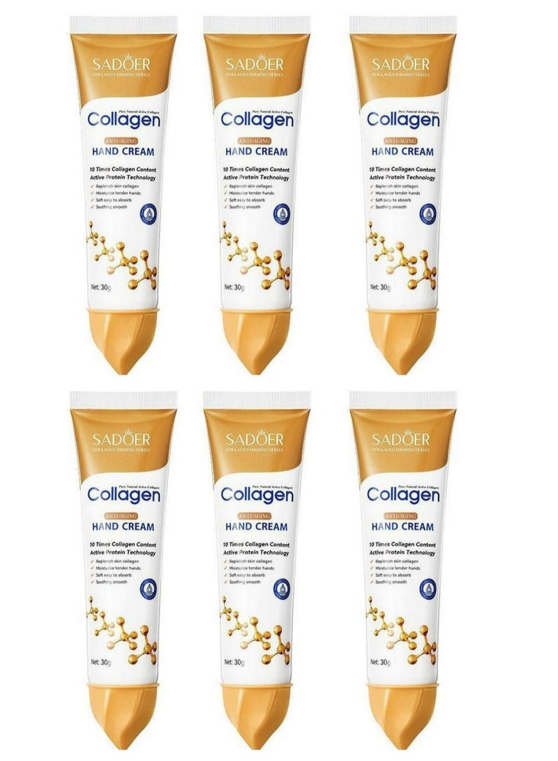 SADOER Collagen Anti-Wrinkle Hand Cream Moisturizing 30g 6 Pcs - Image 1
