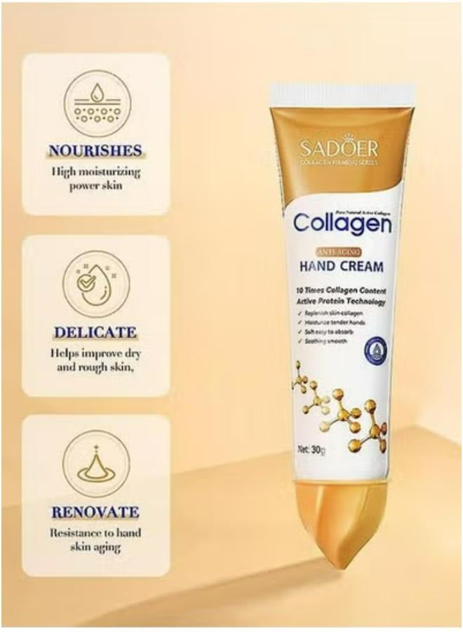 SADOER Collagen Anti-Wrinkle Hand Cream Moisturizing 30g 6 Pcs - Image 2