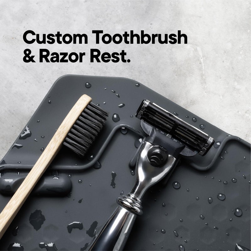 TOOLETRIES توولترز المات - منظم العناية الشخصية المقاوم للماء من السيليكون - فرشاة الأسنان، ماكينة الحلاقة، منظم الحمام - مناسب للسفر، متين، طويل الأمد، سهل التنظيف - فحم - Image 4