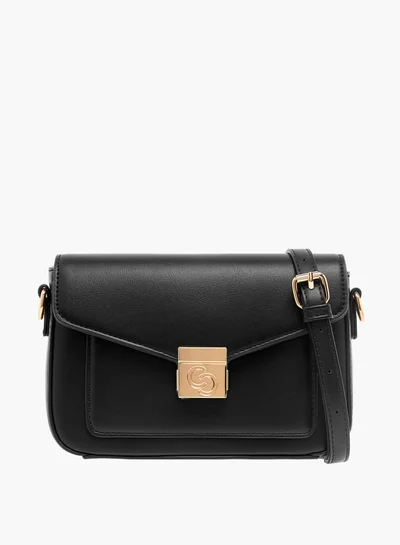 Celeste Women Solid Crossbody Bag with Flap Closure and Adjustable Strap