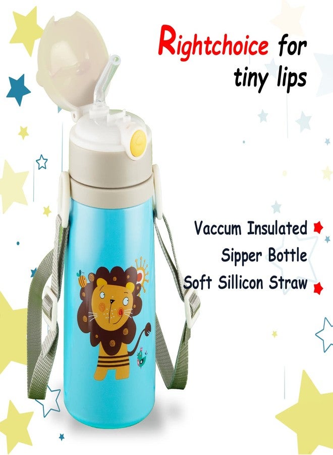Zerya Goofy 480 ML Vacuum Thermo Seal Insulated Double Wall Steel Body Baby Sipper with One Touch Opening & Silicon Straw,Long Retention of Temperature of Hot & Cold Liquids (Light-Blue) - Image 5