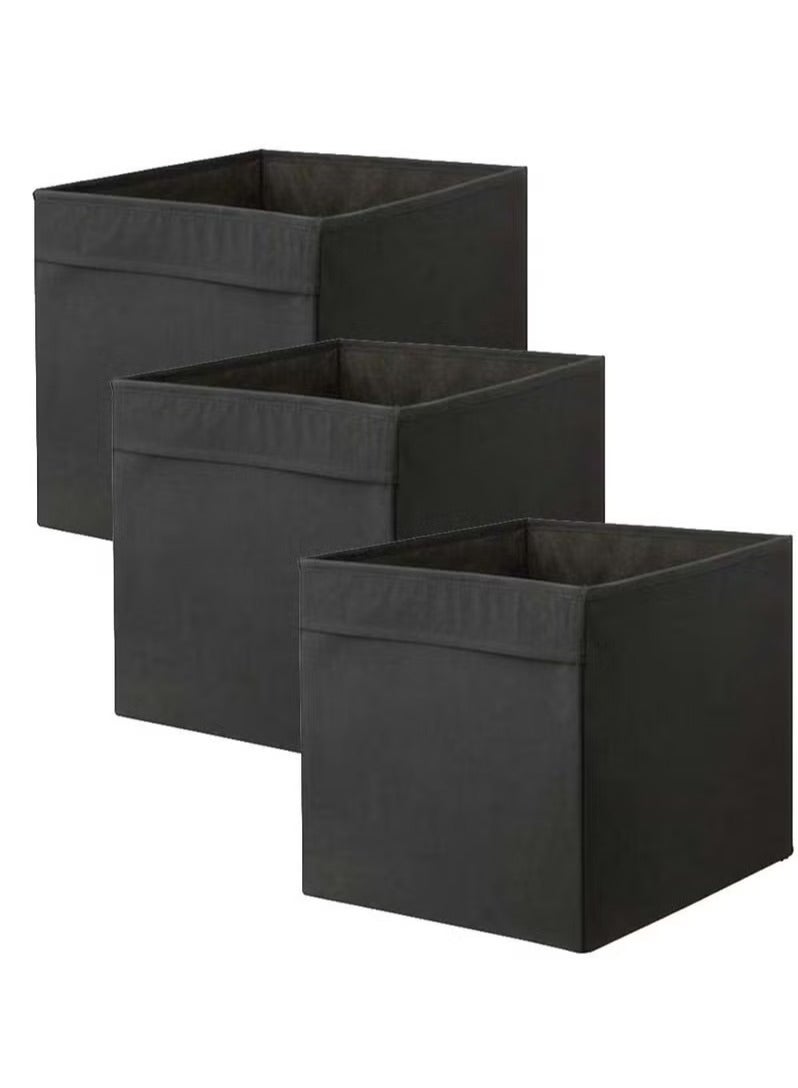 صناديق قماشية من 3 قطع قابلة للطي لون أسود مقاس 33X38X33 سم - Image 1